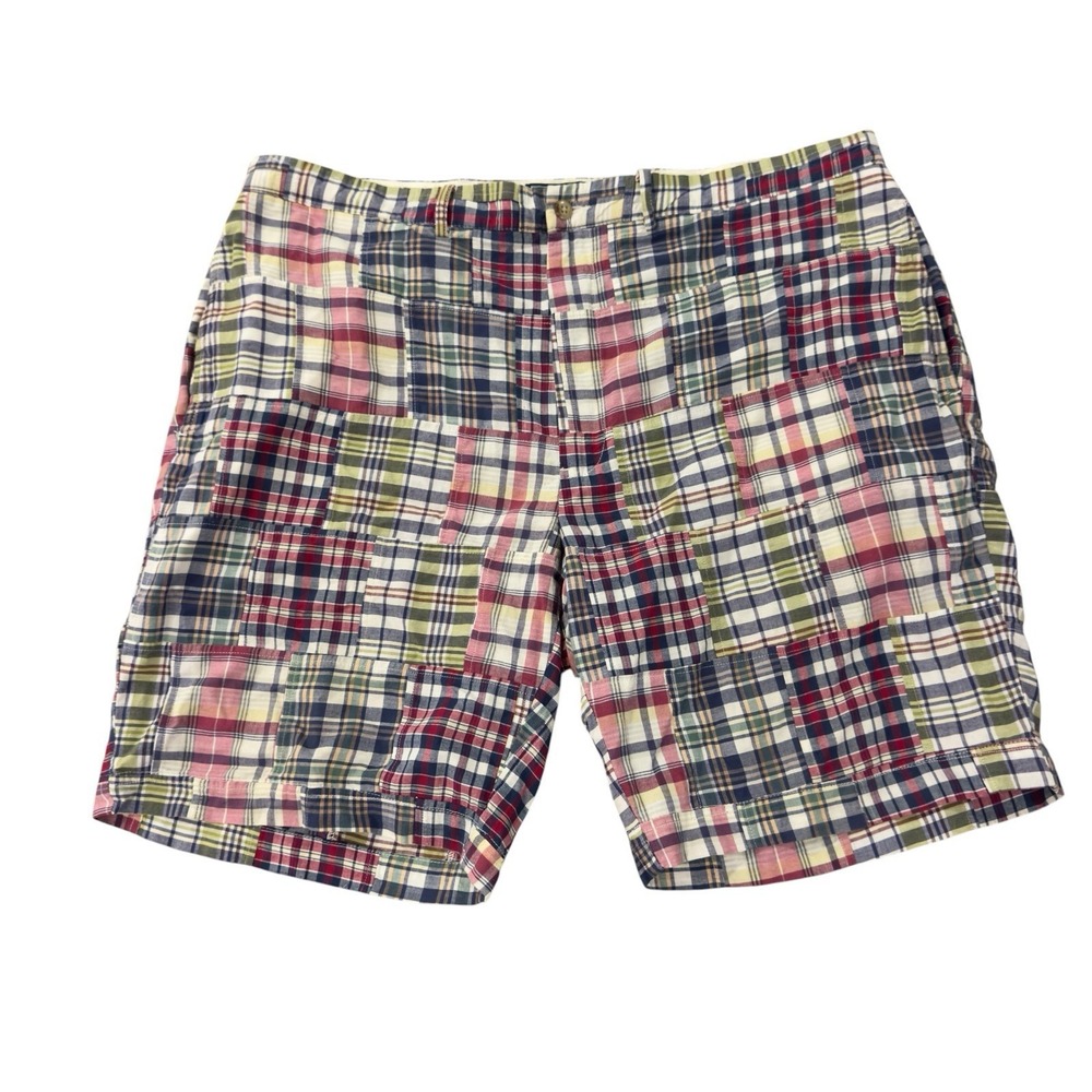 Polo Ralph Lauren Mens 40x10 Multicolor Plaid Patchwork Buckle Back Chino Shorts